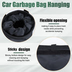 2 PCS Car Trash Bags, Car Accessories Washable Garbage Bag Hanging, Detachable Trash Can with Top Elastic Vent & Sticky Strap Bottom Opening, Seat Back Tash Bag for Cars,Travelling,Outdoor