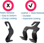 【2021 Upgraded】 Car Purse Hook, 2 in 1 Car Seat Headrest Hooks Durable Hanger Storage Holder Leather Organizer for Hanging Grocery Bags, 1 Pack, Black