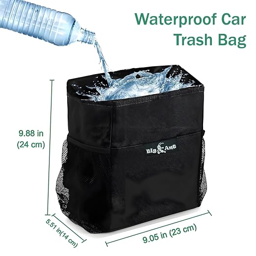 Car Trash Can with Odor-Trapping Lid & 100% Leakproof Liner, Multipurpose Hanging Organizer for SUV & Truck, Keep Vehicles Clean on Family Road Trips