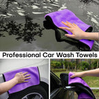 3PCS Car Microfiber Towels, 23.62"×11.81" Lint-Free Microfiber Towels for Cars Wash Drying, Super Absorbent Cleaning Cloths, Reusable Washing & Detailing Towel, Car Cleaning Supplies (Purple)
