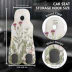 Cute Vintage Wildflower Car Seat Back Storage Headrest Hooks for Purses & Bags – 2PCS PU Leather Dual Metal Hooks, Backseat Organizer Accessories