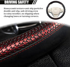Car Steering Wheel Cover, 14.5-15" Anti-Slip Steering Wheel Protector with 3D Honeycomb Massage Grip, Comfortable Auto Interior Decor Accessories, Universal for SUV Van Truck (Black/Red)