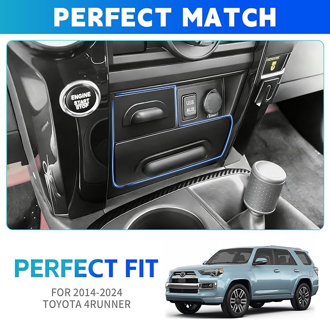 Center Console Drawer Fits for 2014-2024 Toyota 4Runner Console Organizer Dashboard Screen Tray Armrest Storage Box Compatible with 4Runner Interior Accessories (Drawer)