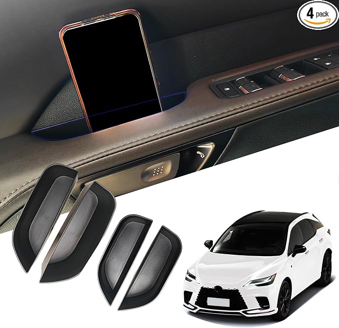 Car Door Handle Pocket Organizer for Lexus RX 2023 2024 2025 2026 Accessories Car Pocket Organizer Front Rear Door Grab Inner Tray Box (4PCS Black TPE Storage Box-4 Door) (Black)
