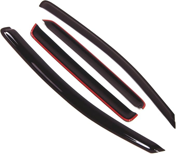 WD2-103 Dark Smoke 4 Pcs Set Window Visor (Outside Mount) Deflector Rain Guard Compatible with 2007-2012 Dodge Caliber Sedan
