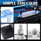 250 Amp Power Distribution Block 12V Marine Positive and Negative Buss Bar 48v Battery Terminal Block Dc Ground Bus Bar for Boat Automotive Busbar Kit - 2 x M8 Post, 12 x M5 Screws