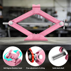 Scissor Jack for Car - 1.5 Ton (3,306 lbs) Car Jack Kit with Labor-Saving Ratchet Wrench for Cars, SUV, Sedans, 4'' - 15.2'' Lifting Range, Pink, TOOLS-00282-PK