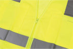 W1580 High-Visibility Reflective Safety Vest, Chest Pockets, Zip Closure, Neon Yellow