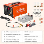 PCP Air Compressor, 4500 PSI / 30 MPa, Dual Power Car 12V DC or Home 110V/220V AC, Retractable Handle, Water/Oil-Free for Paintball/PCP Rifle/HPA Tank, Manual Stop, 250W, Orange
