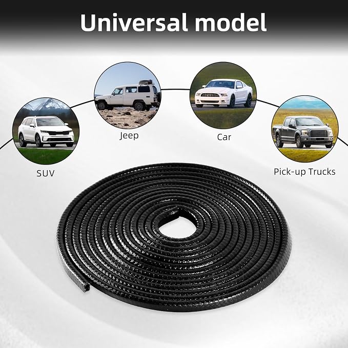 16.4Ft (5M) Car Door Edge Guard, No Glue Car Door Entry Guard Protective Strip, Rubber Edge Trim Car Door Protector, Applicable to Car, Truck, SUV and ATV, Car Exterior Accessories（Black）