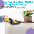 Airlab Glass Polishing Cloth Streak Free Miracle Cleaning Cloth Lint Free Microfiber Cleaning Rags for Glasses Kitchen Dish Mirrors Easy Clean, Pack of 6, 12" x 12", Grey-Light Blue
