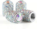 Car Wheel Tire Valve Caps, 4 PCS Bling Tire Valve Caps, Crystal Tire Caps Shinny Rhinestone for Women, Universal Car Dustproof Tire Valve Caps for Cars, Trucks, SUV and Motorcycles (AB)
