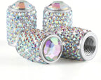 Car Wheel Tire Valve Caps, 4 PCS Bling Tire Valve Caps, Crystal Tire Caps Shinny Rhinestone for Women, Universal Car Dustproof Tire Valve Caps for Cars, Trucks, SUV and Motorcycles (AB)