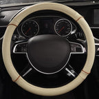 Line Rider Universal Fit Delux Leather Steering Wheel Cover, for suvs,sedans,Vans,Trucks for 14.7" to 15" (Beige)