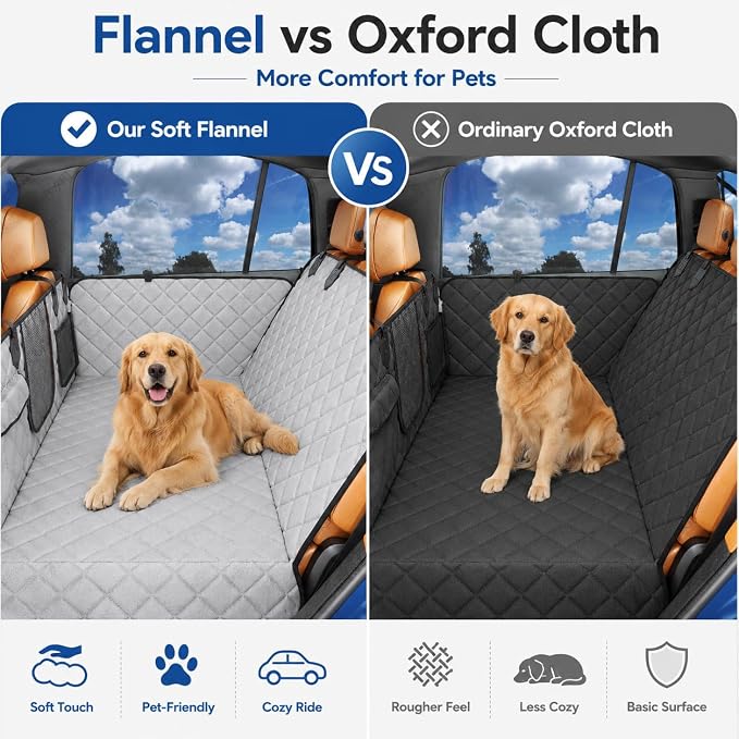 Hard Bottom Car Seat Cover for Dog，Grey for car