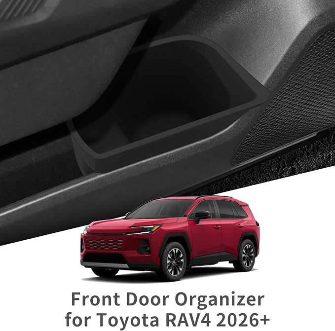 Front Door Organizer for Toyota RAV4 2026+ | Door Handle Pockets Storage Box Silicone Door Side Storage Box Car Accessories Door Handle Organizer Black