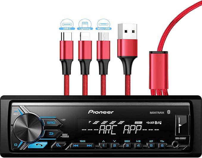 MVH-X390BT Digital Media Receiver with ARC app, MIXTRAX, Built-in Bluetooth and USB Direct Control for iPod/iPhone and Android Phones & zonoz 3 in 1 Multi USB Charging Cable (Bundle)