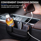 Car Seat Gap Filler Organizer, PU Leather Car Accessories Organizer, for Front Seat,Console Organizer for Phone, Keys and Small Items, It has a cup holder and a long storage slot.（Driver side)