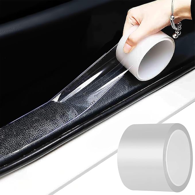Anti-Scratch Anti-Collision Adhesive Strip Car Door Edge Guard Protector Strip Car Door Scuff Plate Protectors Transparent Invisible Tape for Rear Bumper/Door(16.4Ft x 2.8In)