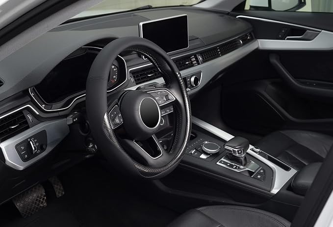Carbon Fiber Steering Wheel Cover, Universal 15 inch Black,Anti-Slip, Odorless
