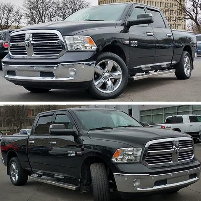 Window Visors Rain Guards Vent Guard Shade Wind Deflectors for 2009-2018 Dodge Ram 1500 Crew Cab, 2010-2025 Ram 2500/3500 Crew/Mega Cab, 2019-2024 Ram 1500 Classic Crew Cab Dark 94109 4-Pieces Set