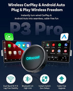 OTTOCAST P3 Pro AI Box – Wireless CarPlay & Android Auto Adapter, Android 13 with OttoDrive 3.0, HDMI Output, 8GB RAM + 128GB Storage, Cloud SIM, Supports YouTube, Netflix & TikTok Streaming