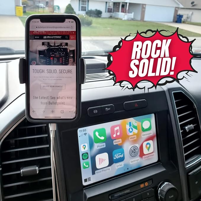 Bulletpoint Metal Dash Mount Phone Holder Compatible with 2015-2020 Ford F150 & 2017-2022 F250/F350 Super Duty - Dual 20mm Ball Dash F150 Phone Mount (Spring-Loaded)