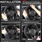 Microfiber Leather Steering Wheel Cover for Honda Accord,Civic,CR-V,HR-V,Pilot(Black-Standard Size)