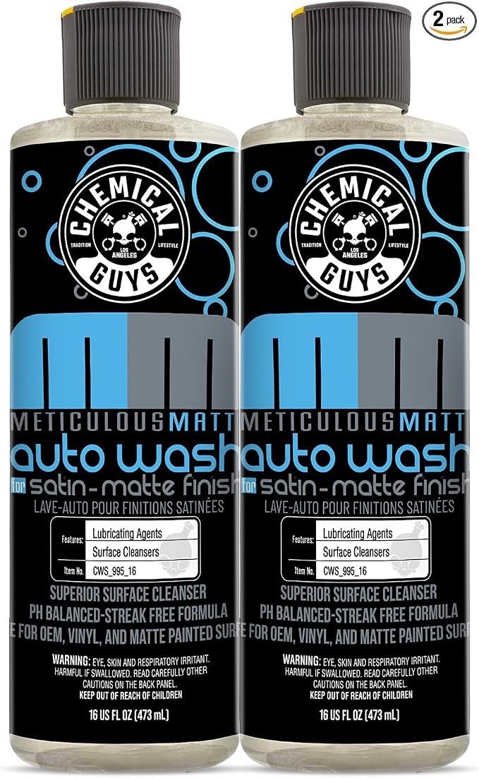 CWS 995 1602 Meticulous Matte Car Wash Soap (for Foam Cannons, Foam Guns or Bucket Washes) Safe for Satin & Matte Finish Paint, 16 fl oz (2 Pack), Fruity Bubble Gum Scent