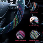 Boho Steering Wheel Cover Elastic Microfiber for Women, Universal Fit 15 inch Car SUV, Hippie Style Protector Cover, Anti-Slip, Breathable, Absorbing Sweat - 02