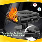 12V 200W Portable Car Heater & Windshield Defroster – 2-in-1 Fast Heating & Cooling Fan with 360° Rotatable Base, Plug In Cigarette Lighter Car Heaters for Vehicle, Car, SUV, Truck & RV