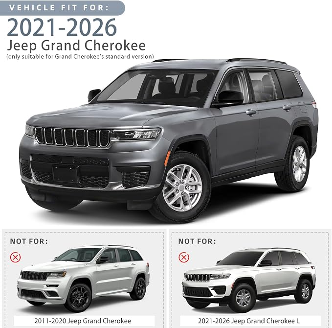 in Channel Rain Guards for 2021 2022 2023 2024 2025 2026 Jeep Grand Cherokee, Durable Side Wind Deflectors, Smoke Vent Window Visors Shades Shield, 4PCS