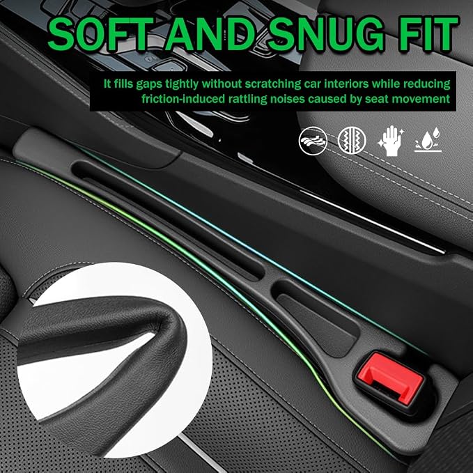 2PCS Car Seat Gap Filler Organizer,2026 Upgraded Car Seat Gap Plug with Storage Slot,Plug & Play in Between Cars Seats Catcher Cars Accessories to Stop Items Falling Between Seats