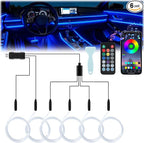 Smart Car LED Interior Lights with USB Port, LED Strip Fiber Optic Lights, Wireless App and Remote Control, Sync to Music, Car Accessories Gifts for Women and Men, 6 in 1