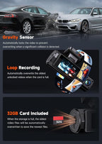 4K 3 Channel Dash Cam Front and Rear Inside, Dash Camera for Cars WDR Night Vision, 2 Inch IPS Screen WiFi App Control, 24H Parking Mode G-Sensor 32GB SD Card Included Support 256 GB Max
