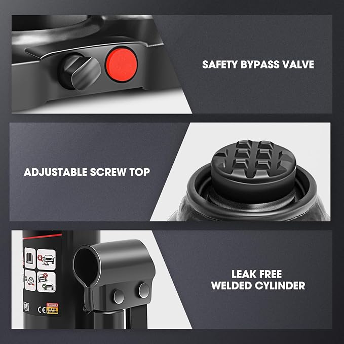 3 tons / 6000 lbs Lifting Automotive Welded Hydraulic Bottle Jack for Car SUV Pickup Truck, Auto Repair, with Manual Handle & Carrying Storage Case, Black