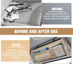 Car Sun Visor Organizer with Zipper Pocket, Multi-Pocket Vehicle Visor Storage Pouch with Card Sleeve, Eyeglasses Holder Box, Auto Interior Sunvisor Organizer Pocket, Universal Fit (Beige)