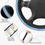 Blue Bohemian Pattern Steering Wheel Cover, Cute Print Steering Wheel Cover Protector, Ultra Thin Breathable Non-Slip, Car Accessories for Women, for Steering Wheel with a Diameter of 14.5"-15"