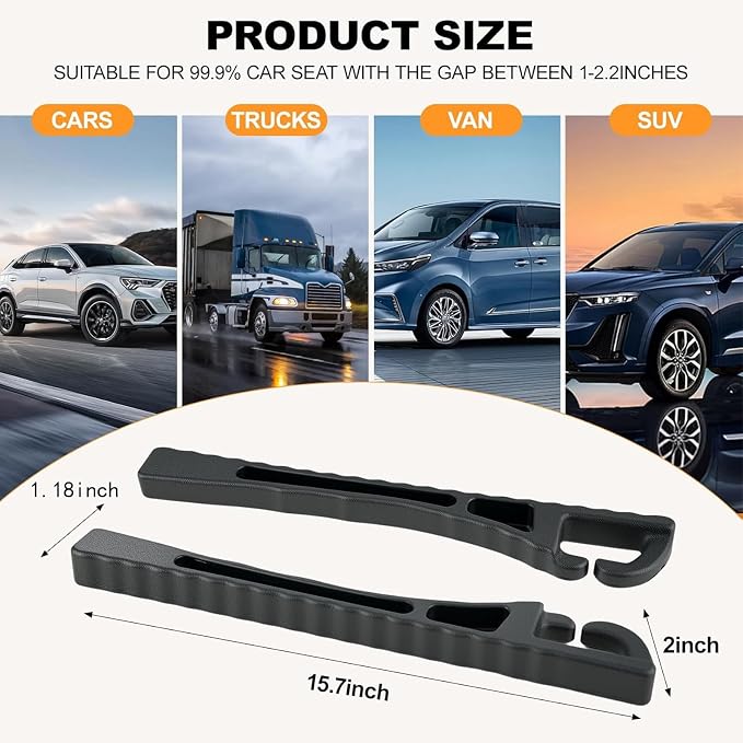 YANTING Car Seat Gap Filler 2 Pack - No Drop Seat Guard, Universal Car Seat Gap Plug with Storage Slot, Durable Non-Slip Material, Anti-Drop Gap Filler for Cars, Trucks & SUV (Black)
