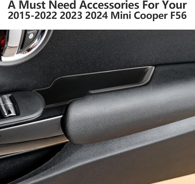 for 2024 Mini Cooper F56 Organizer Front Door Side Storage Box Door Side Organizer Grab Tray 2015-2024 Mini Cooper Countryman Armrest Phone Container Accessories 2PCS