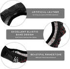 Bling Car Steering Wheel Cover, 15 Inch Sparkly Rhinestone Soft Leather Steering Wheel Protector, Non-Slip Universal Auto Elastic Steering Wheel Covers for Women Girls (Black & Red)