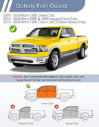 in-Channel Window Rain Guard for Dodge Ram 1500 2009-2018/Ram 2500&3500 Crew Cab 2010-2026 Rain Guards Side Window Visors Low Profile Vent Visor Window Deflectors Vent Shades Truck Accessories