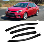 Rain Guards for 2014-2019 Toyota Corolla, Out-Channel Window Visor Shields Vent Deflector Shade Wind Dark Smoke 2015 2016 2017 2018 14 15 16 17 18 19, Tape-On Outside-Mount, 4PCS