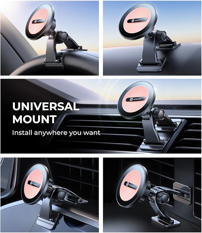 2025 Upgrade for MagSafe Car Mount [Strongest Dashboard Adhesive & 25N Magnetic] Cell Phone Holders for Your Car, 360° Adjustable Phone Holder Mount for All Smartphones & Vehicles