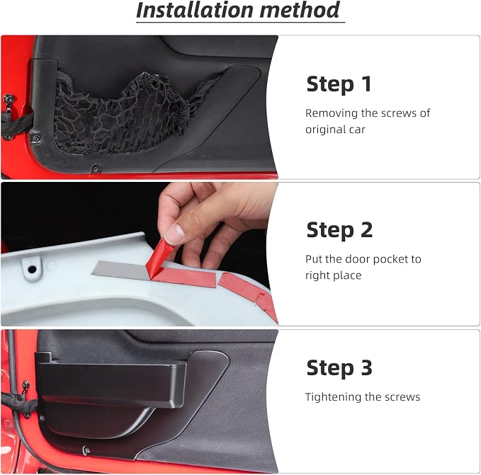 Front Door Storage Pockets,Anti-block Legs Door Side Insert Box Organizer Door Net Pocket Replacement for 2011-2018 Jeep Wrangler JK JKU, Interior Storage Expansion Accessories, Black, 2PCs