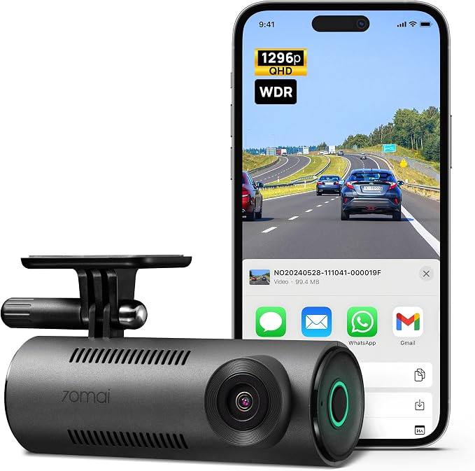 Dash Cam M310, Dash Camera for Cars 1296P QHD, Smart Dash Cam Front Built in WiFi, 130° Wide-Angle FOV, WDR, Night Vision, iOS/Android Mobile App, Loop Recording, Parking Monitor, Time-Lapse