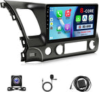 8-Core 4+64GB Upgrade Car Radio for Honda Civic 2006 2007 2008 2009 2010 2011 Stereo with Carplay Android Auto, 10.1" Touch Screen for Civic with GPS/WiFi/BT/FM/SWC + MIC + Backup Camera