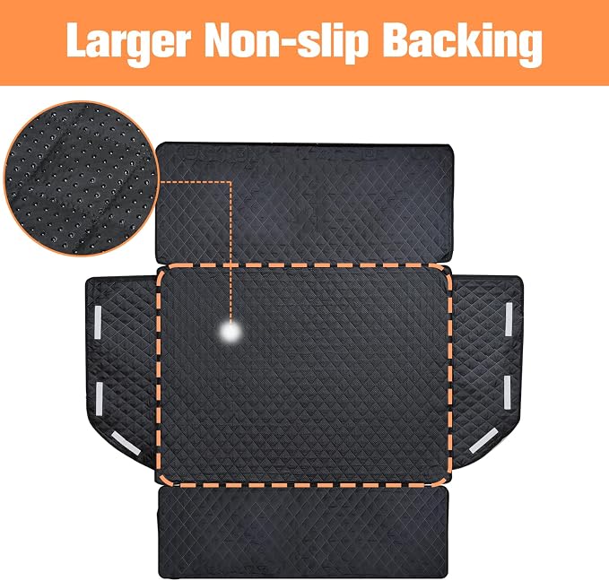 SUV Cargo Liner for Dogs, Waterproof Trunk Cover for SUVs with Bumper Flap Protector, Scratchproof Durable 600D Oxford Fabric, Non-Slip, Machine Washable
