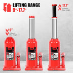 12 tons / 24000 lbs Lifting Automotive Welded Hydraulic Bottle Jack for Repair Vehicle, Pickup, Truck, w/Manual Handle, Red,TOOLS-00360
