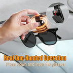 2 Pack Sunglasses Holder for Car, One-Handed-Operation Visor Sunglass Holder Clip, Easy Access Storage for Driving,Universal Fits (Carbon Fiber Finish)